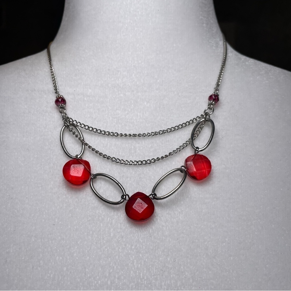 MEXX Raspberry Coloured Gem Necklace - Picture 6 of 6